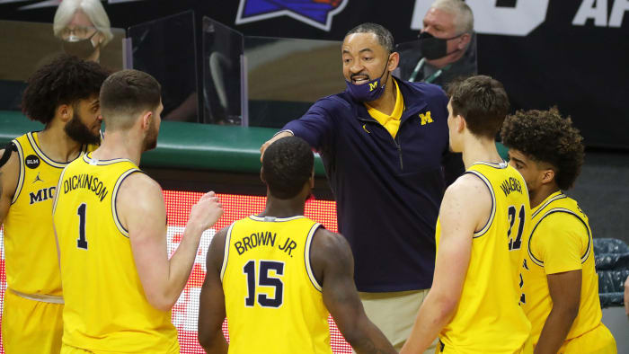 Michigan coach Juwan Howard instructs his team